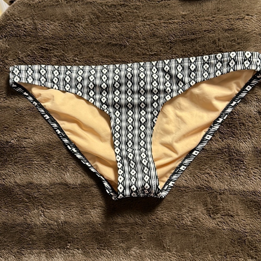 J CREW Black and White Geo Print Bikini Bottoms Sz Med